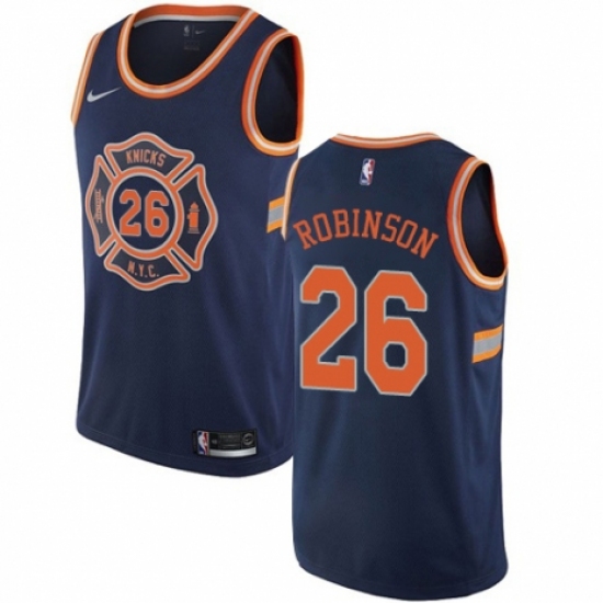 Men's Nike New York Knicks 26 Mitchell Robinson Authentic Navy Blue NBA Jersey - City Edition