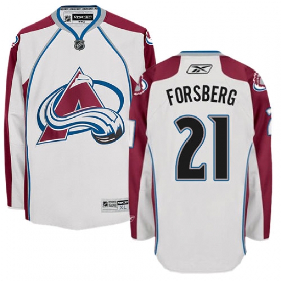 Women's Reebok Colorado Avalanche 21 Peter Forsberg Authentic White Away NHL Jersey