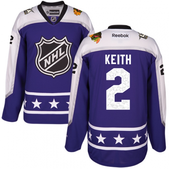 Women's Reebok Chicago Blackhawks 2 Duncan Keith Authentic Purple Central Division 2017 All-Star NHL Jersey