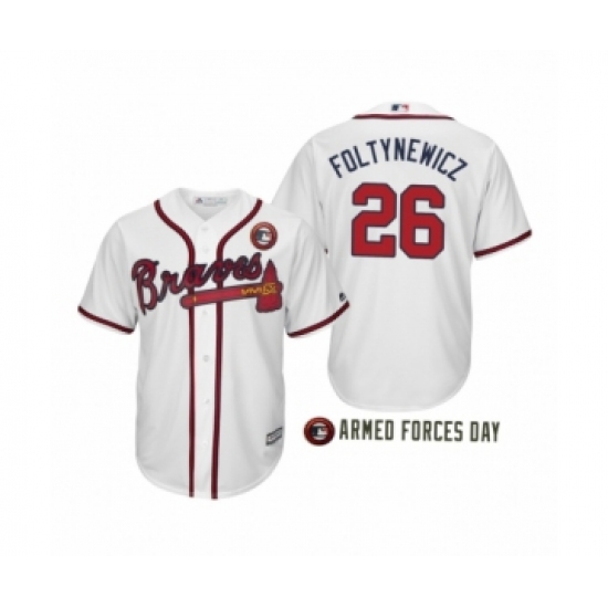 Youth 2019 Armed Forces Day Mike Foltynewicz 26 Atlanta Braves White Jersey