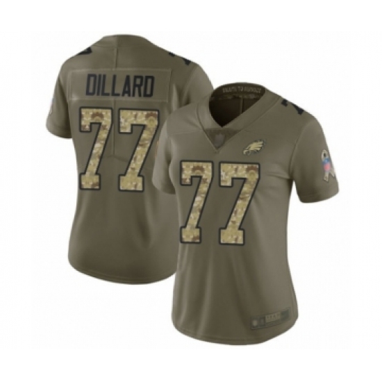 Women's Philadelphia Eagles 77 Andre Dillard Limited Olive Camo 2017 Salute to Service Football Jersey