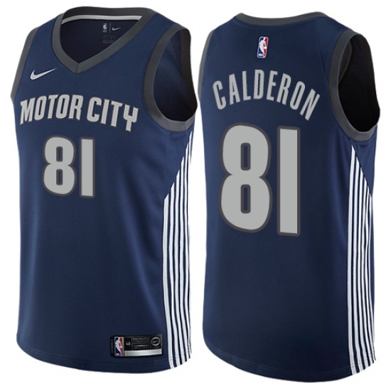 Youth Nike Detroit Pistons 81 Jose Calderon Swingman Navy Blue NBA Jersey - City Edition