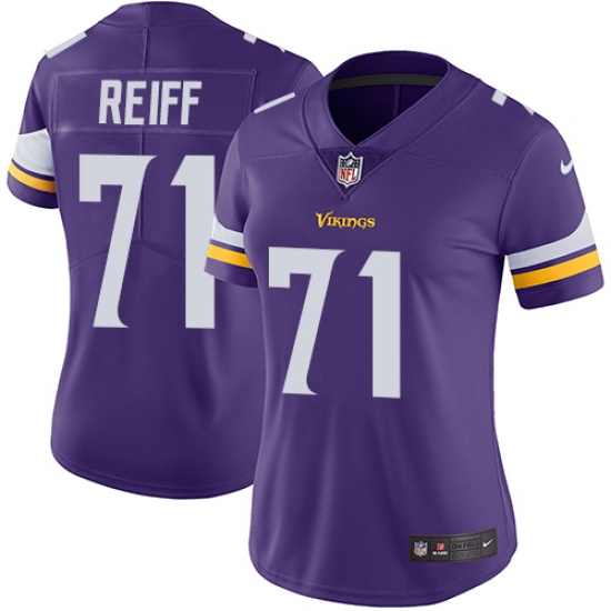 Women's Nike Minnesota Vikings 71 Riley Reiff Purple Team Color Vapor Untouchable Limited Player NFL Jersey