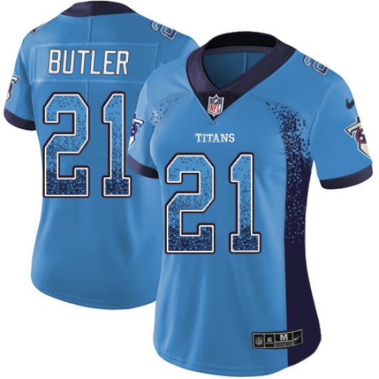 Women's Nike Tennessee Titans 21 Malcolm Butler Limited Blue Rush Drift Fashion NFL Jersey