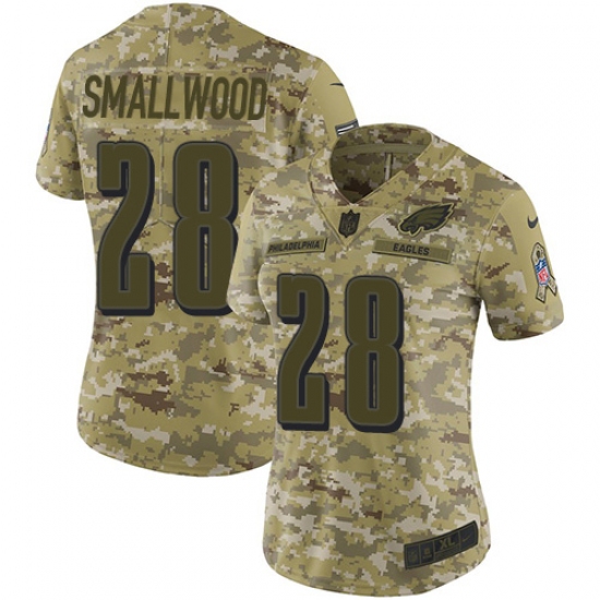 Women's Nike Philadelphia Eagles 28 Wendell Smallwood Limited Camo 2018 Salute to Service NFL Jersey