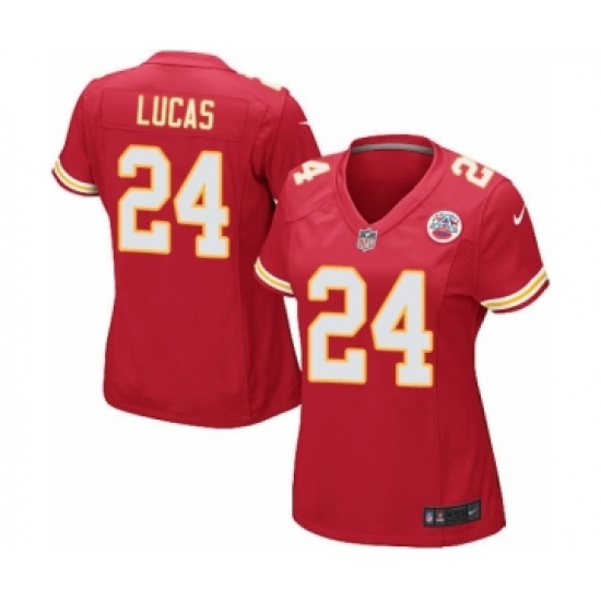 Women's Nike Kansas City Chiefs 24 Jordan Lucas Game Red Team Color NFL Jersey