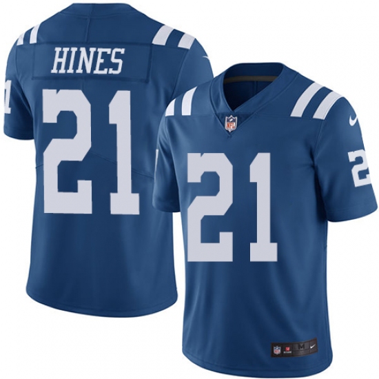 Men's Nike Indianapolis Colts 21 Nyheim Hines Limited Royal Blue Rush Vapor Untouchable NFL Jersey