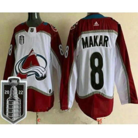 Men's Colorado Avalanche 8 Cale Makar White 2022 Stanley Cup Stitched Jersey