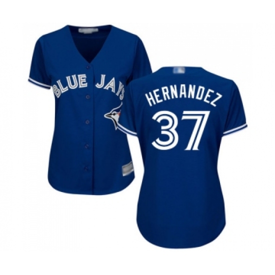 Women's Toronto Blue Jays 37 Teoscar Hernandez Replica Blue Alternate Baseball Jersey