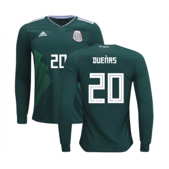 Mexico 20 Duenas Home Long Sleeves Kid Soccer Country Jersey