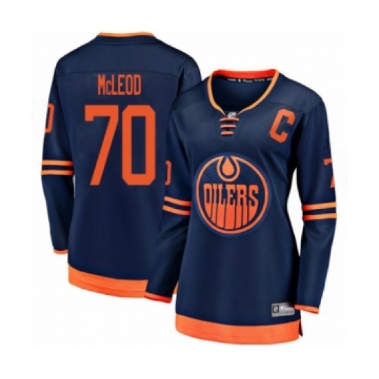 Women's Edmonton Oilers 70 Ryan McLeod Authentic Navy Blue Alternate Fanatics Branded Breakaway Hockey Jersey