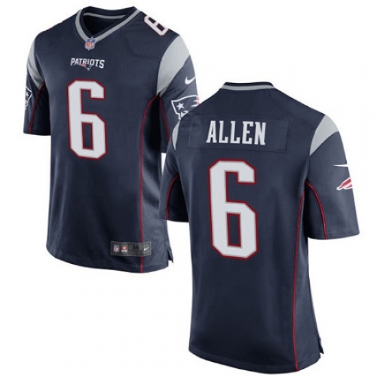 Men's Nike New England Patriots 6 Ryan Allen Game Navy Blue Team Color NFL Jersey