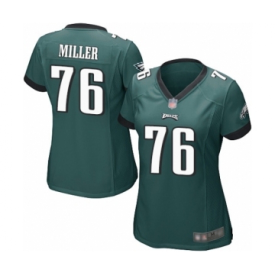 Women's Philadelphia Eagles 76 Shareef Miller Game Midnight Green Team Color Football Jersey