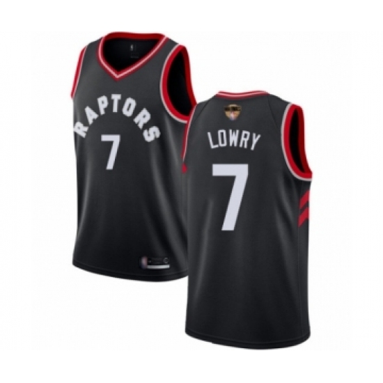 Men's Toronto Raptors 7 Kyle Lowry Swingman Black 2019 Basketball Finals Bound Jersey Statement Edition