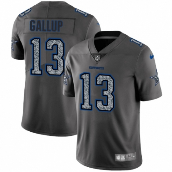 Men's Nike Dallas Cowboys 13 Michael Gallup Gray Static Vapor Untouchable Limited NFL Jersey