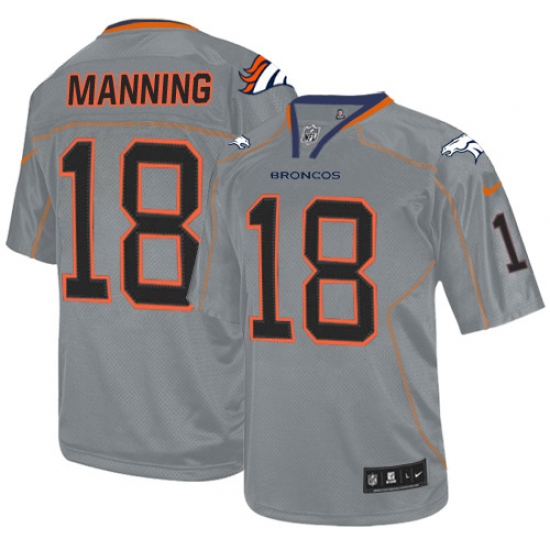 Men's Nike Denver Broncos 18 Peyton Manning Elite Lights Out Grey NFL Jersey