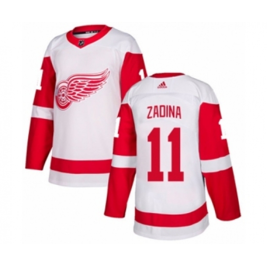 Men's Adidas Detroit Red Wings 11 Filip Zadina Authentic White Away NHL Jersey