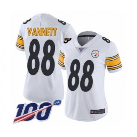 Women's Pittsburgh Steelers 88 Nick Vannett White Vapor Untouchable Limited Player 100th Season Football Jersey