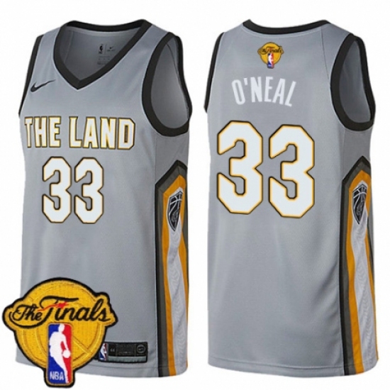 Youth Nike Cleveland Cavaliers 33 Shaquille O'Neal Swingman Gray 2018 NBA Finals Bound NBA Jersey - City Edition