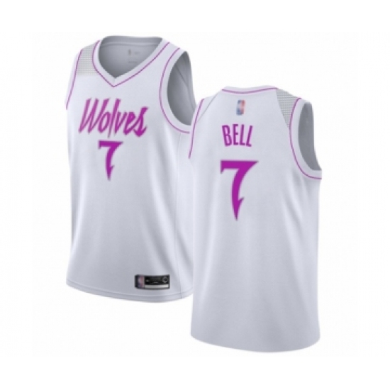 Women's Minnesota Timberwolves 7 Jordan Bell White Swingman Jersey - Earned Edition