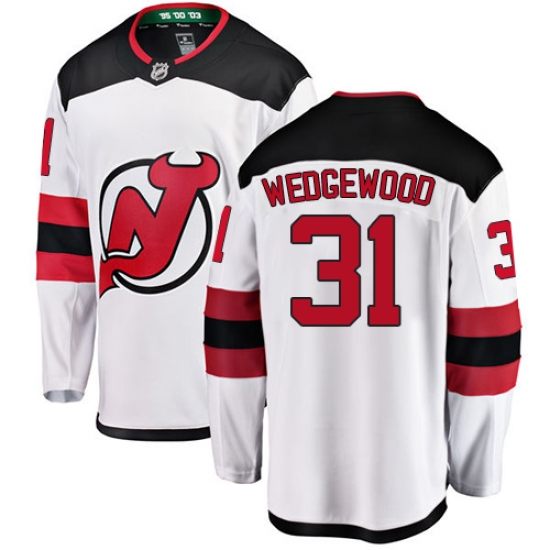 Youth New Jersey Devils 31 Scott Wedgewood Fanatics Branded White Away Breakaway NHL Jersey