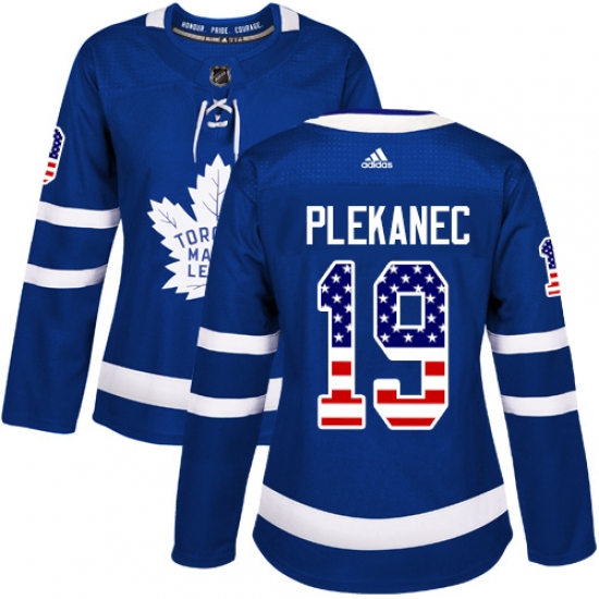 Women's Adidas Toronto Maple Leafs 19 Tomas Plekanec Authentic Royal Blue USA Flag Fashion NHL Jersey