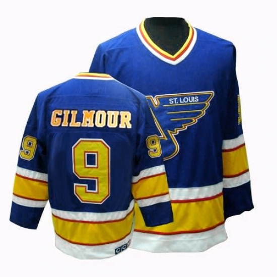Men's CCM St. Louis Blues 9 Doug Gilmour Premier Blue Throwback NHL Jersey