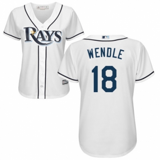 Women's Majestic Tampa Bay Rays 18 Joey Wendle Authentic White Home Cool Base MLB Jersey
