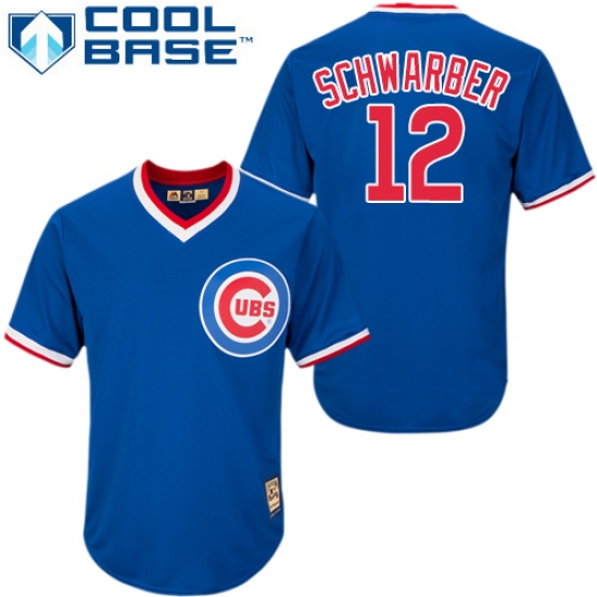 Men's Majestic Chicago Cubs 12 Kyle Schwarber Authentic Royal Blue Cooperstown MLB Jersey