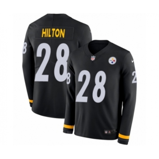 Youth Nike Pittsburgh Steelers 28 Mike Hilton Limited Black Therma Long Sleeve NFL Jersey
