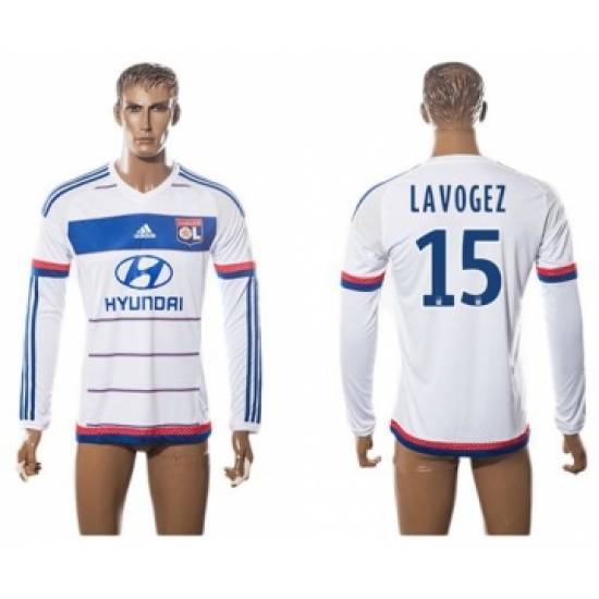 Lyon 15 Lavogez Home Long Sleeves Soccer Club Jersey