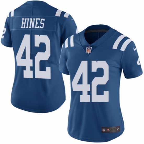Women's Nike Indianapolis Colts 42 Nyheim Hines Limited Royal Blue Rush Vapor Untouchable NFL Jersey