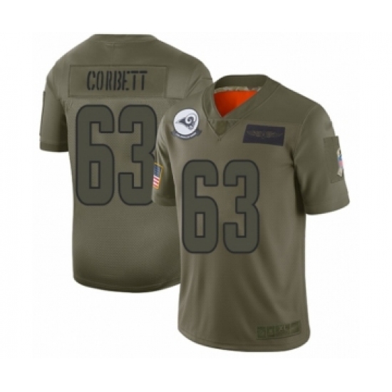 Men's Los Angeles Rams 63 Austin Corbett Limited Olive 2019 Salute to Service Football Jersey
