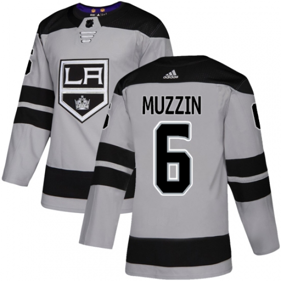 Youth Adidas Los Angeles Kings 6 Jake Muzzin Authentic Gray Alternate NHL Jersey