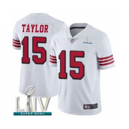 Men's San Francisco 49ers 15 Trent Taylor Limited White Rush Vapor Untouchable Super Bowl LIV Bound Football Jersey