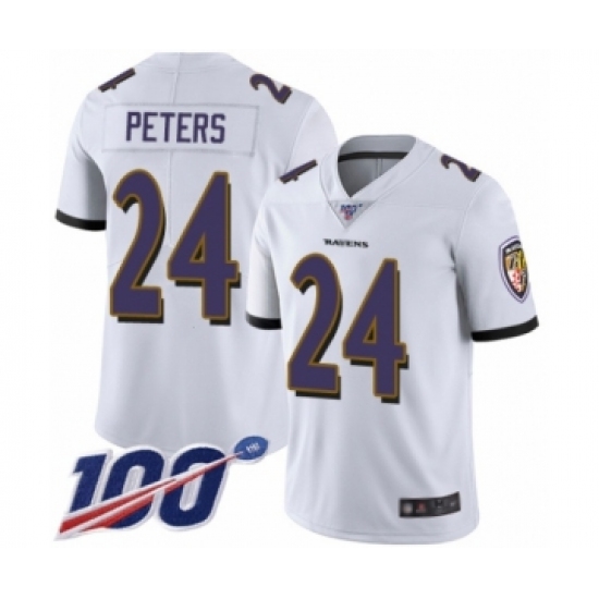 Youth Baltimore Ravens 24 Marcus Peters White Vapor Untouchable Limited Player 100th Season Football Jersey