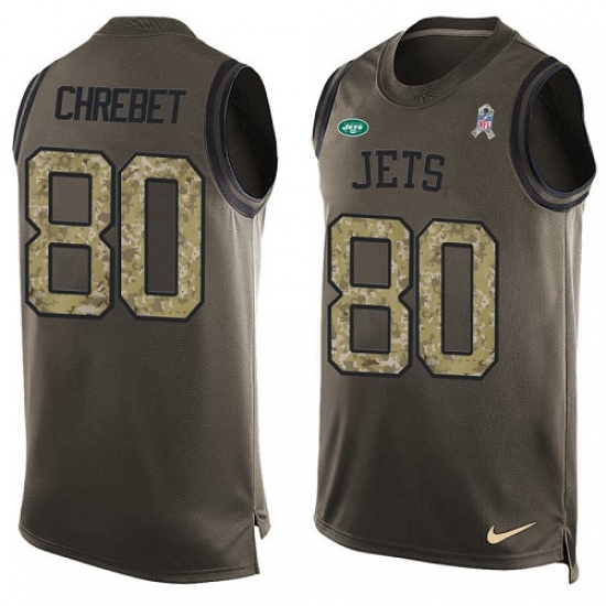 Men's Nike New York Jets 80 Wayne Chrebet Limited Green Salute to Service Tank Top NFL Jersey