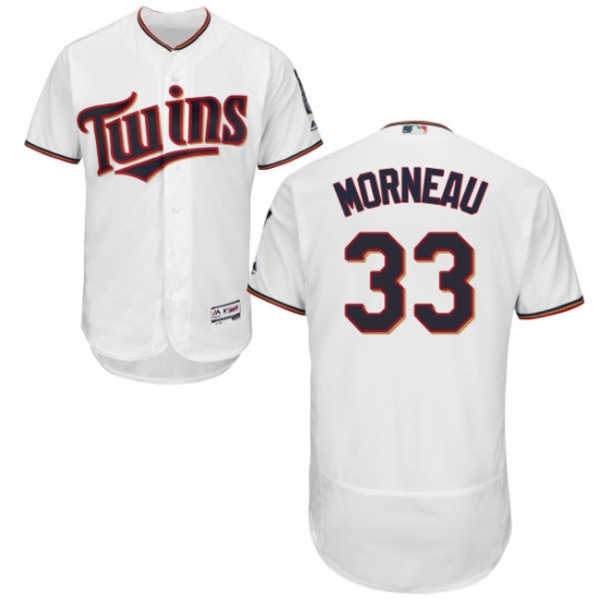 Men's Majestic Minnesota Twins 33 Justin Morneau White Home Flex Base Authentic Collection MLB Jersey