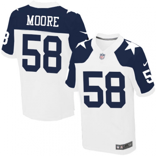 Men's Nike Dallas Cowboys 58 Damontre Moore Elite White Throwback Alternate NFL Jersey