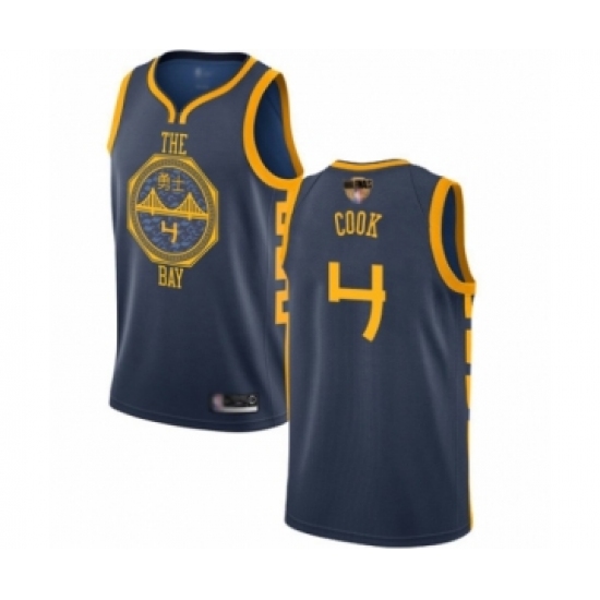 Youth Golden State Warriors 4 Quinn Cook Swingman Navy Blue Basketball 2019 Basketball Finals Bound Jersey - City Edition - Click Image to Close