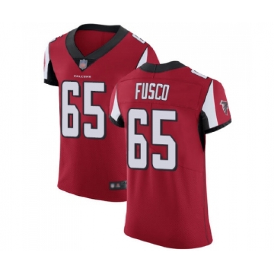 Men's Atlanta Falcons 65 Brandon Fusco Red Team Color Vapor Untouchable Elite Player Football Jersey
