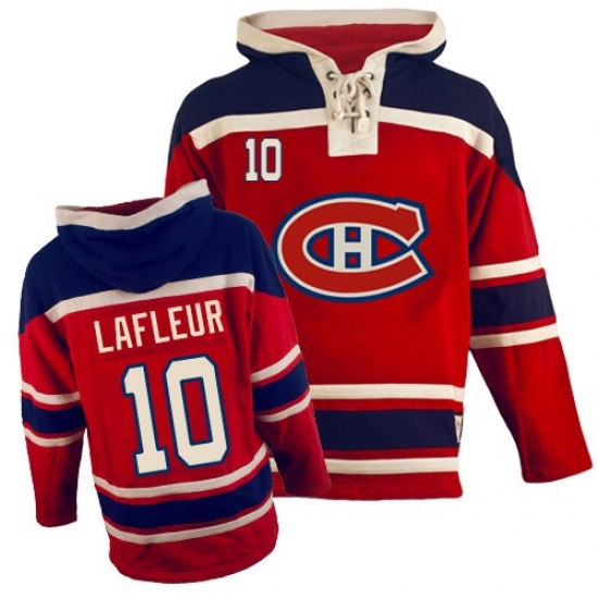 Men's Old Time Hockey Montreal Canadiens 10 Guy Lafleur Premier Red Sawyer Hooded Sweatshirt NHL Jersey