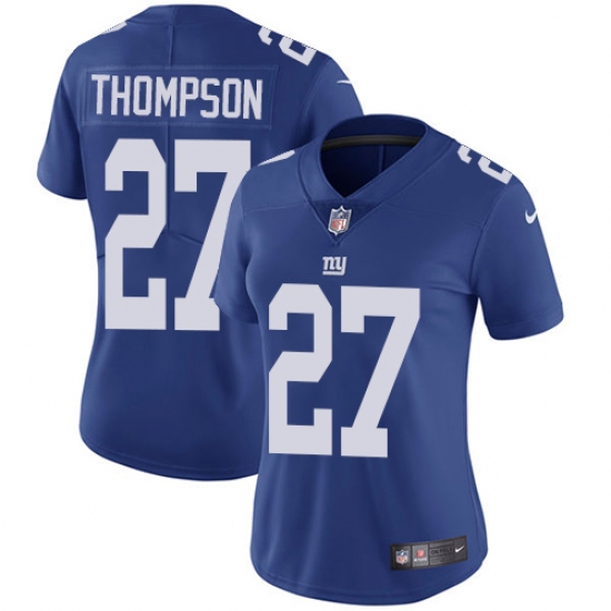 Women's Nike New York Giants 27 Darian Thompson Royal Blue Team Color Vapor Untouchable Limited Player NFL Jersey