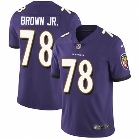 Men's Nike Baltimore Ravens 78 Orlando Brown Jr. Purple Team Color Vapor Untouchable Limited Player NFL Jersey