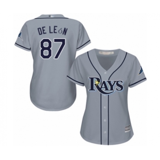 Women's Tampa Bay Rays 87 Jose De Leon Authentic Grey Road Cool Base Baseball Player Jersey