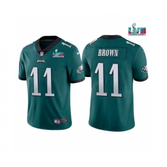 Men's Philadelphia Eagles 11 A. J. Brown Green Super Bowl LVII Patch Vapor Untouchable Limited Stitched Jersey