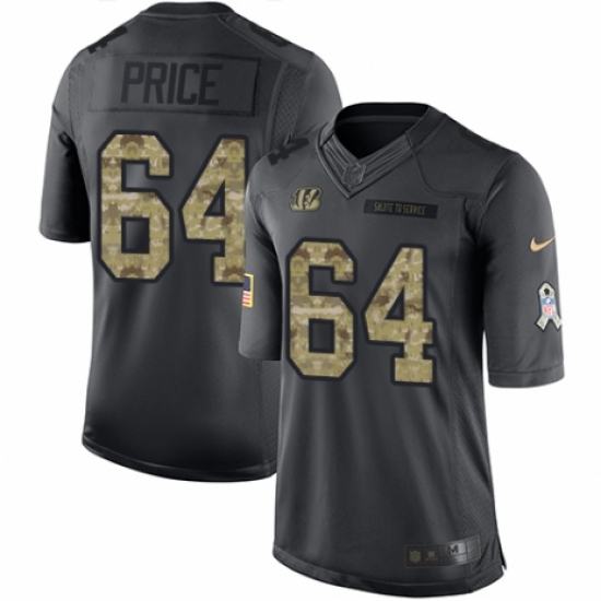 Youth Nike Cincinnati Bengals 64 Billy Price Limited Black 2016 Salute to Service NFL Jersey