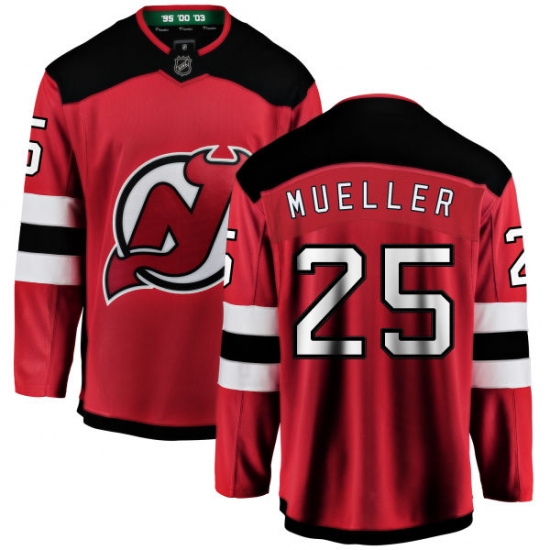 Men's New Jersey Devils 25 Mirco Mueller Fanatics Branded Red Home Breakaway NHL Jersey