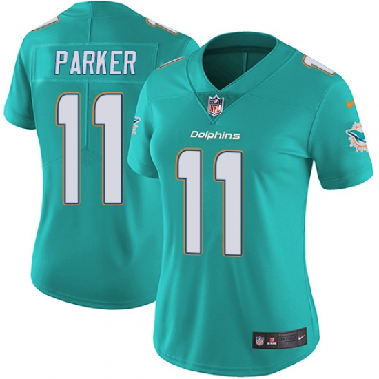 Women's Nike Miami Dolphins 11 DeVante Parker Aqua Green Team Color Vapor Untouchable Limited Player NFL Jersey