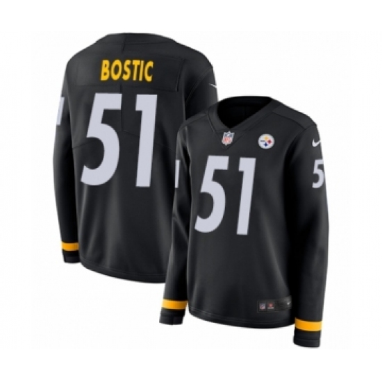 Women's Nike Pittsburgh Steelers 51 Jon Bostic Limited Black Therma Long Sleeve NFL Jersey